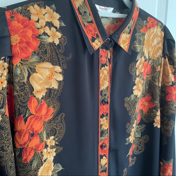 100% Silk Button Down SuJin Fashion S/M - Picture 3 of 7